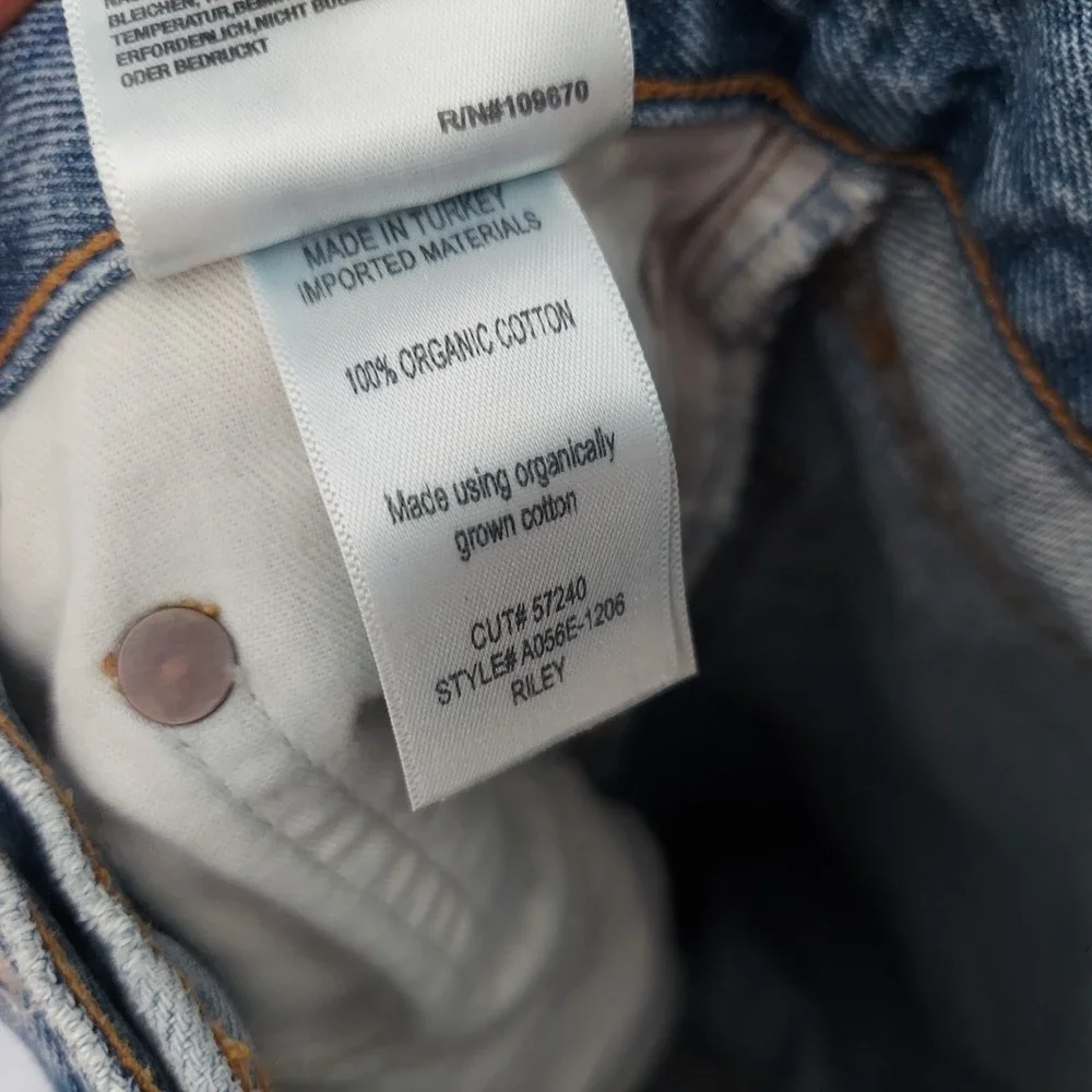 AGOLDE‎ Riley High Rise Straight Crop Distressed Jeans Light Wash Size 25
